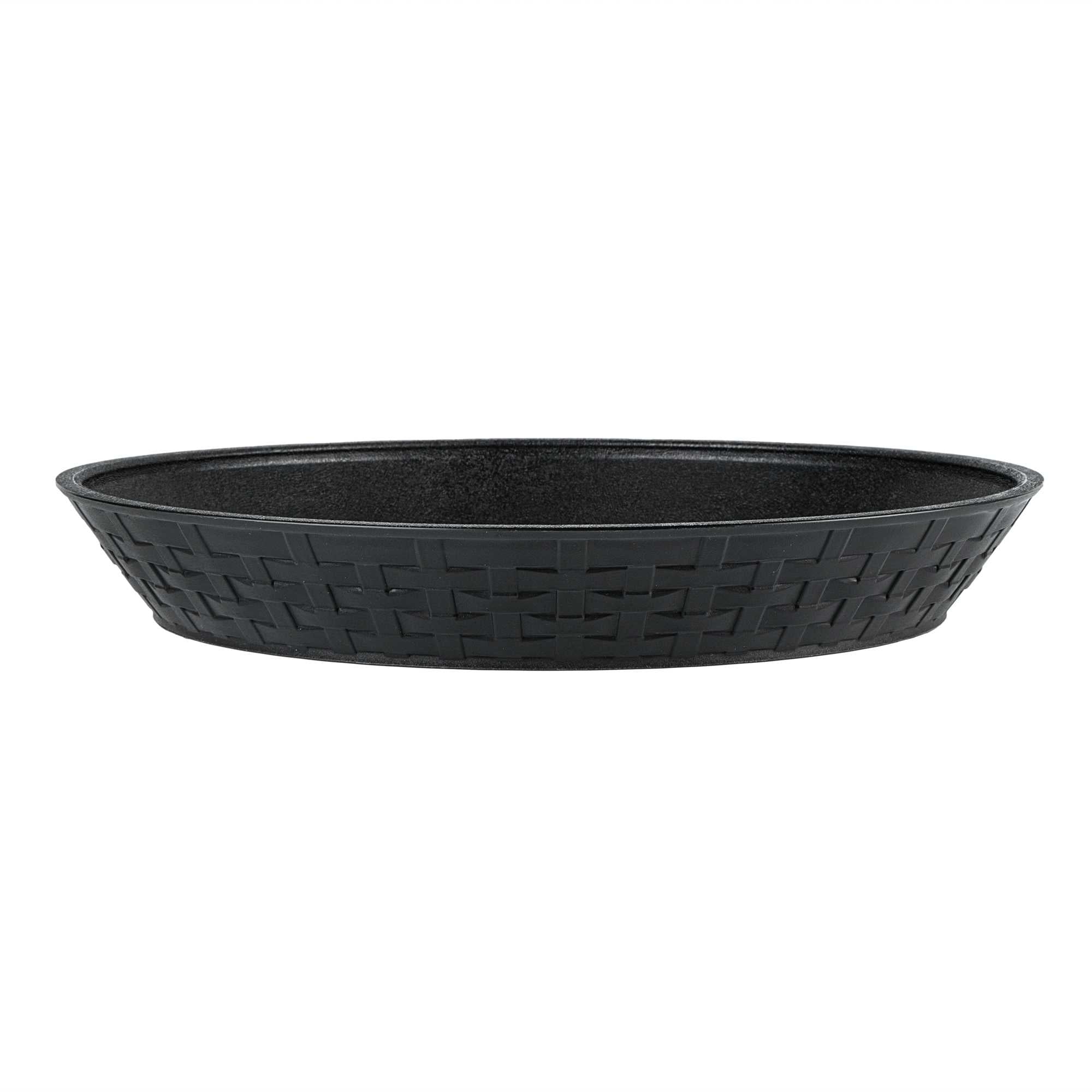 Chef 101 Round Black Plastic Diner Platter - 12" x 12" x 1 3/4" - 10 count box
