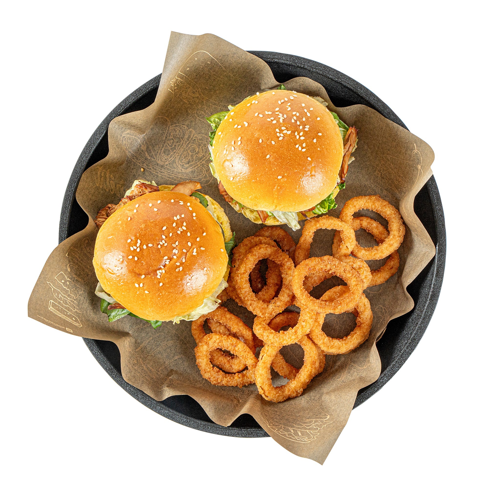 Chef 101 Round Black Plastic Diner Platter - 12" x 12" x 1 3/4" - 100 count box