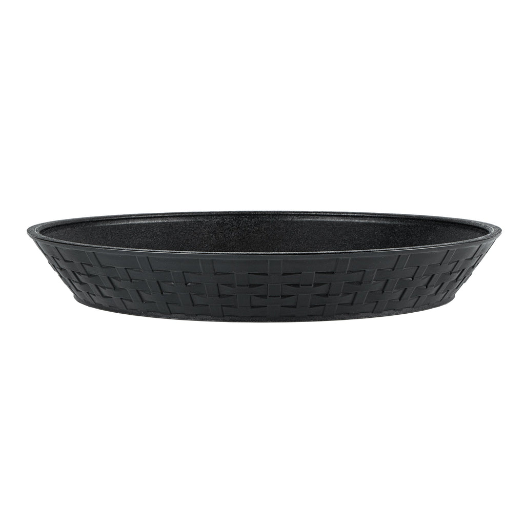 Chef 101 Round Black Plastic Diner Platter - 12" x 12" x 1 3/4" - 100 count box