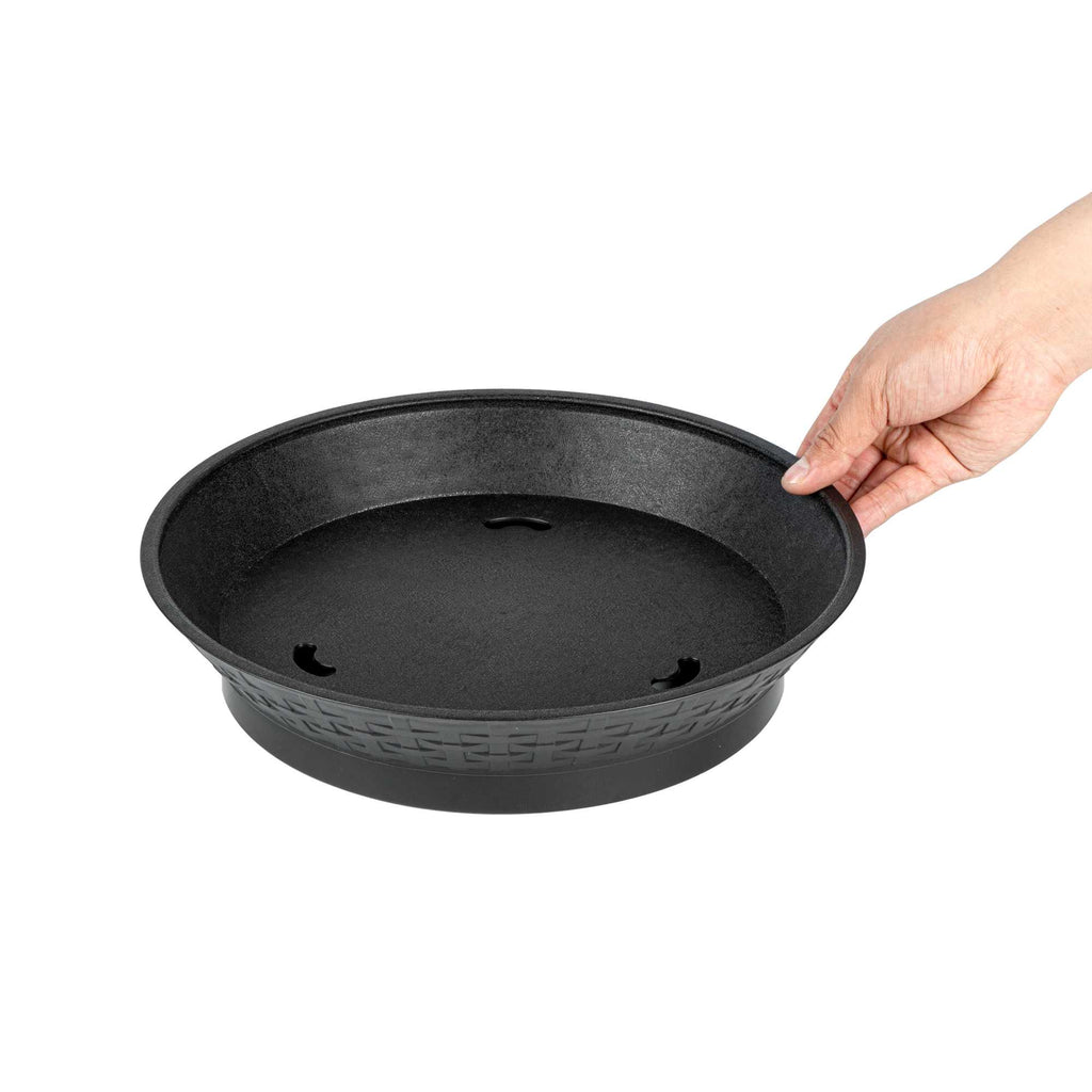 Chef 101 Round Black Plastic Diner Platter - with Base - 12" x 12" x 2 1/4" - 10 count box