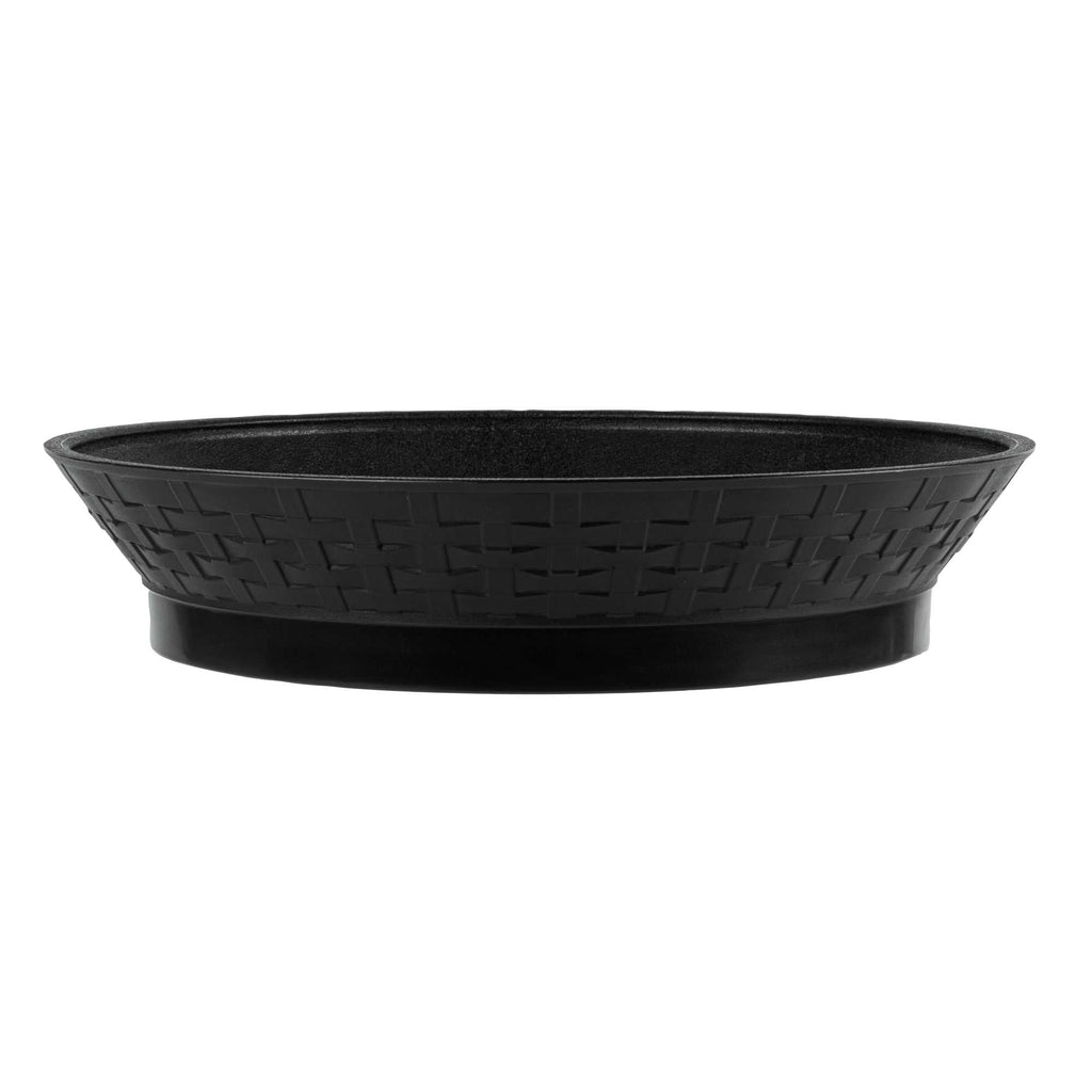 Chef 101 Round Black Plastic Diner Platter - with Base - 12" x 12" x 2 1/4" - 10 count box