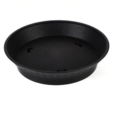 Chef 101 Round Black Plastic Diner Platter - with Base - 12" x 12" x 2 1/4" - 100 count box