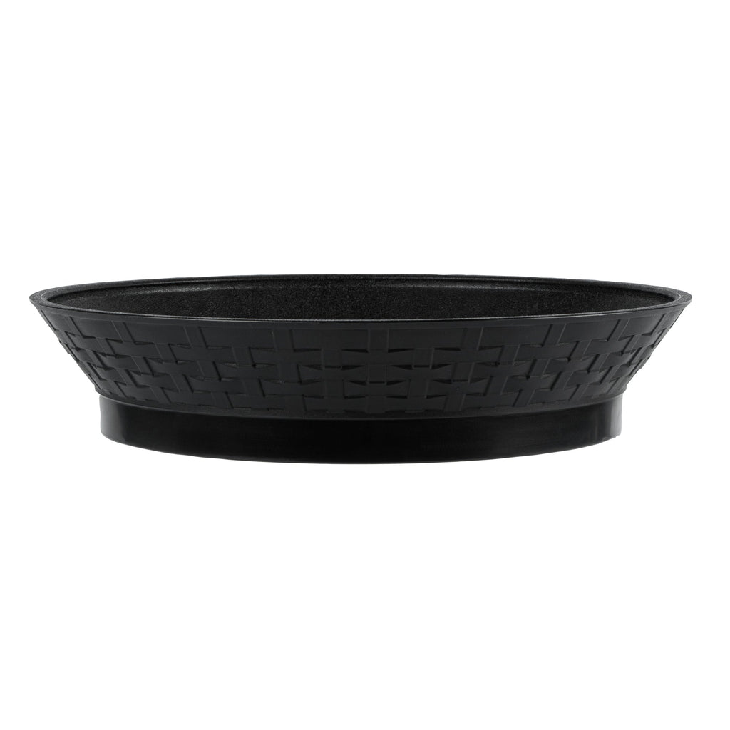 Chef 101 Round Black Plastic Diner Platter - with Base - 12" x 12" x 2 1/4" - 100 count box