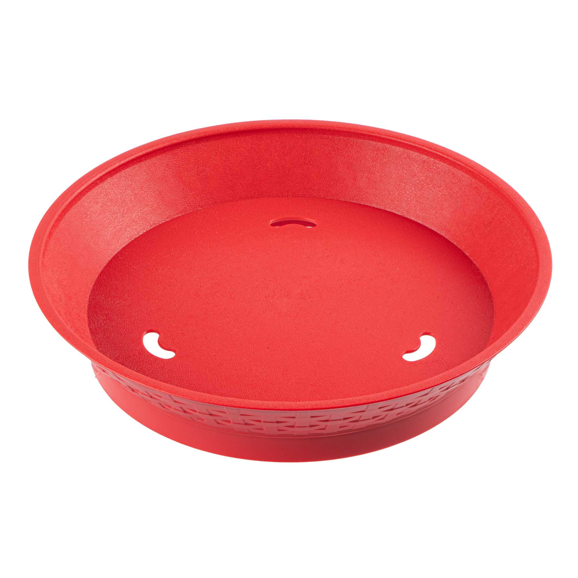 Chef 101 Round Red Plastic Diner Platter - with Base - 12" x 12" x 2 1/4" - 10 count box