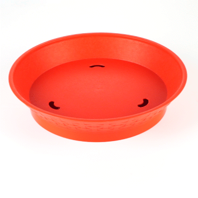 Chef 101 Round Red Plastic Diner Platter - with Base - 12" x 12" x 2 1/4" - 10 count box