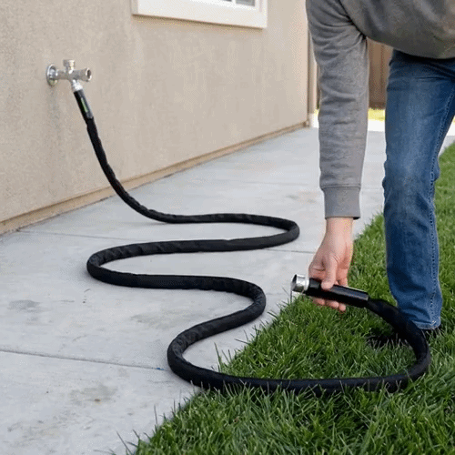 Handy Tek Black Fabric Garden Hose - Lightweight, Kink-Free, Flexible - 25' - 1 count box