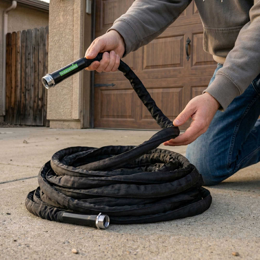Handy Tek Black Fabric Garden Hose - Lightweight, Kink-Free, Flexible - 50' - 1 count box