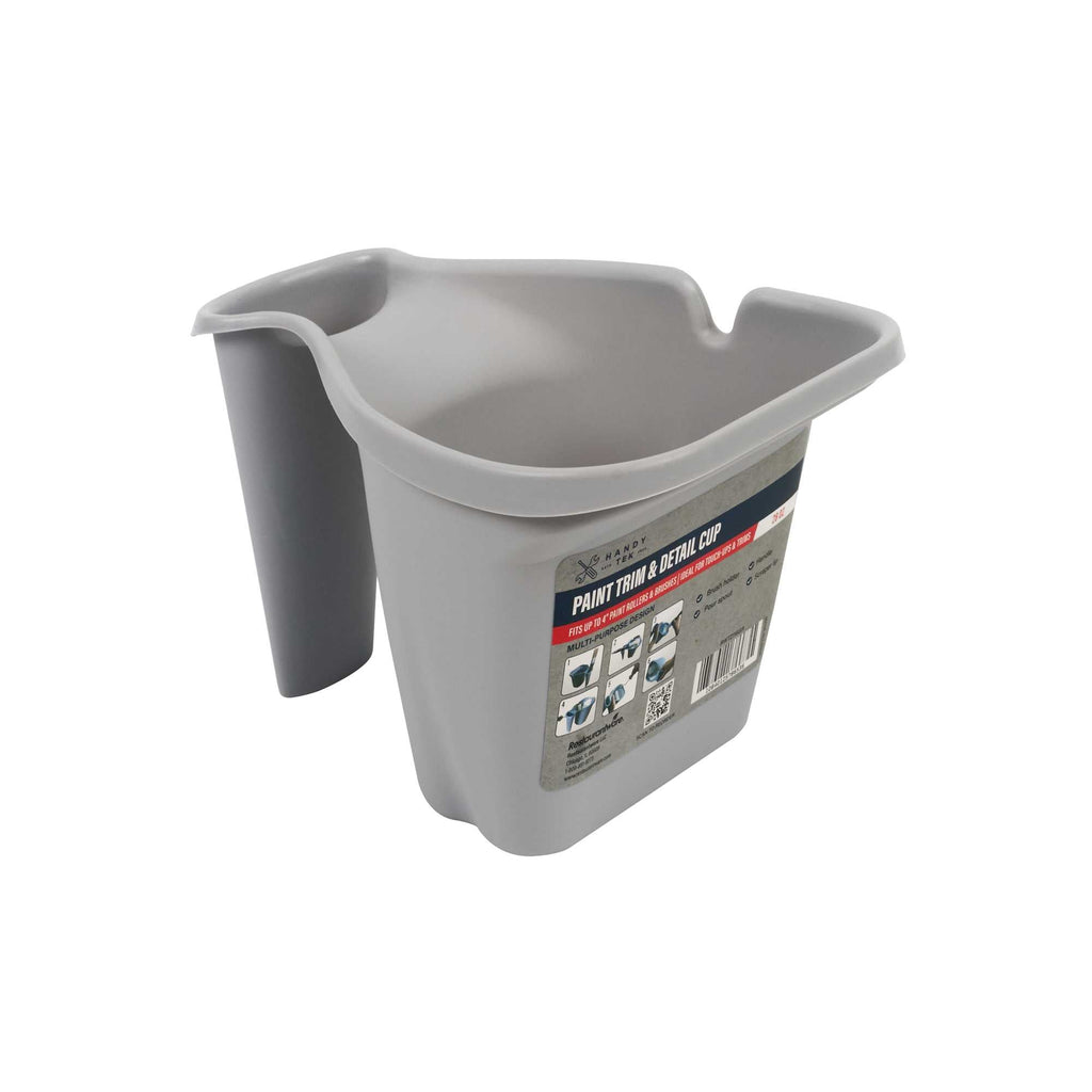Handy Tek 28 oz Gray Plastic Paint Cup - with Brush Holder - 7 1/2" x 5 1/2" x 5" - 1 count box