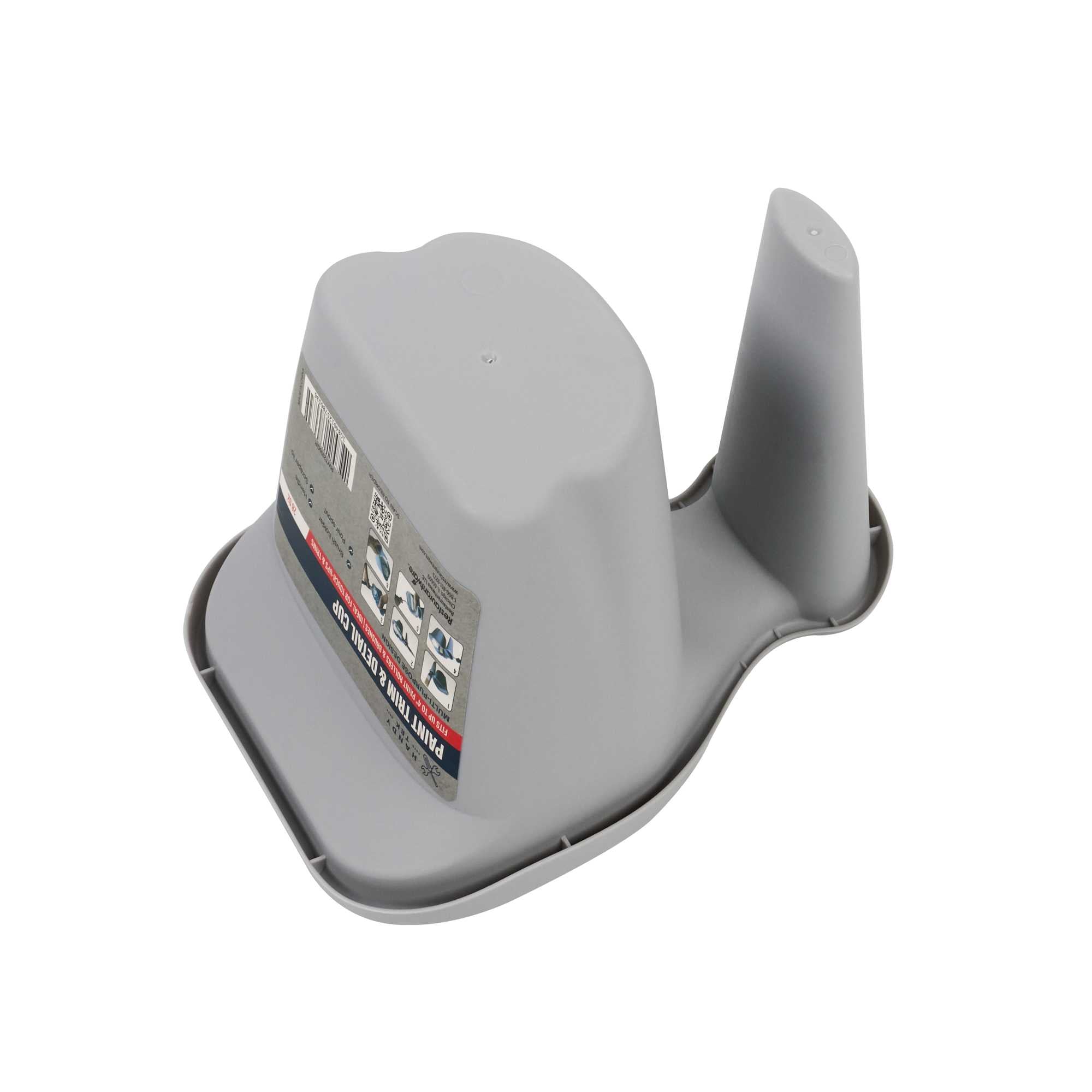 Handy Tek 28 oz Gray Plastic Paint Cup - with Brush Holder - 7 1/2" x 5 1/2" x 5" - 1 count box