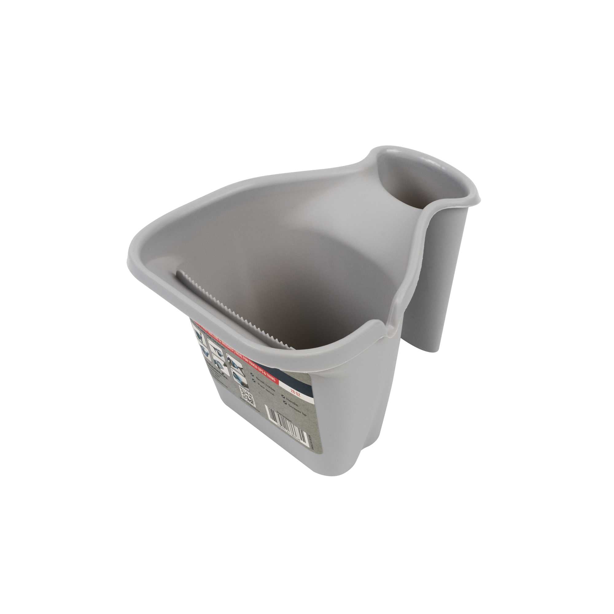 Handy Tek 28 oz Gray Plastic Paint Cup - with Brush Holder - 7 1/2" x 5 1/2" x 5" - 24 count box