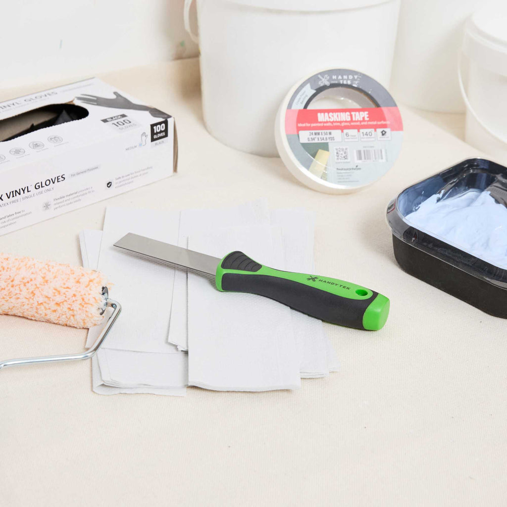 Handy Tek Carbon Steel Putty Knife - Flexible, Soft Grip Handle - 1" - 24 count box