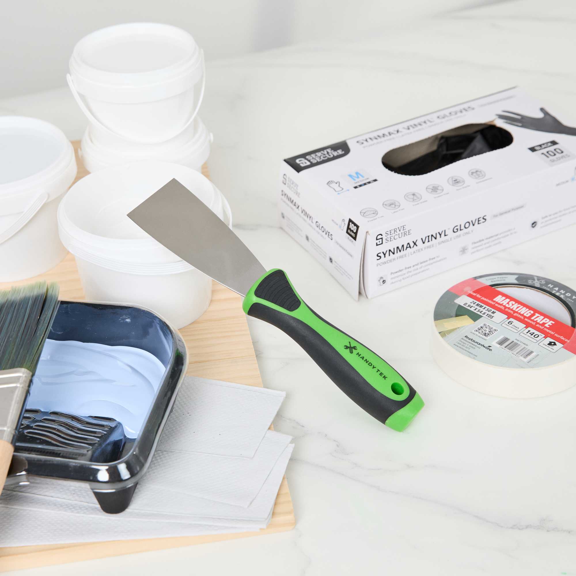 Handy Tek Carbon Steel Putty Knife - Flexible, Soft Grip Handle - 2" - 1 count box