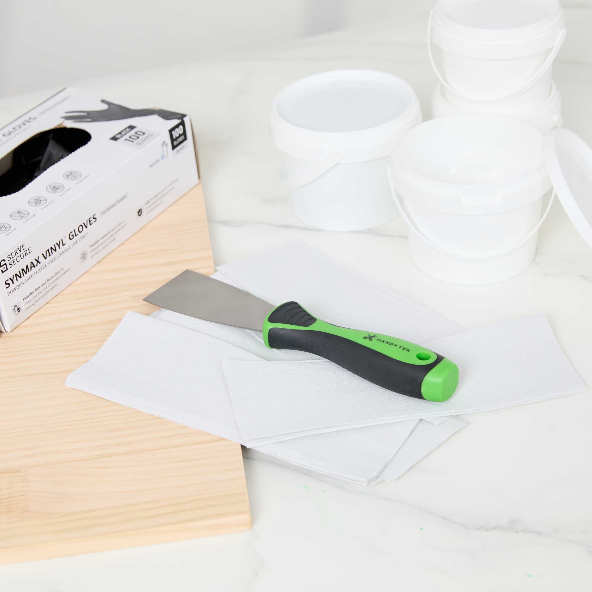 Handy Tek Carbon Steel Putty Knife - Flexible, Soft Grip Handle - 2" - 144 count box