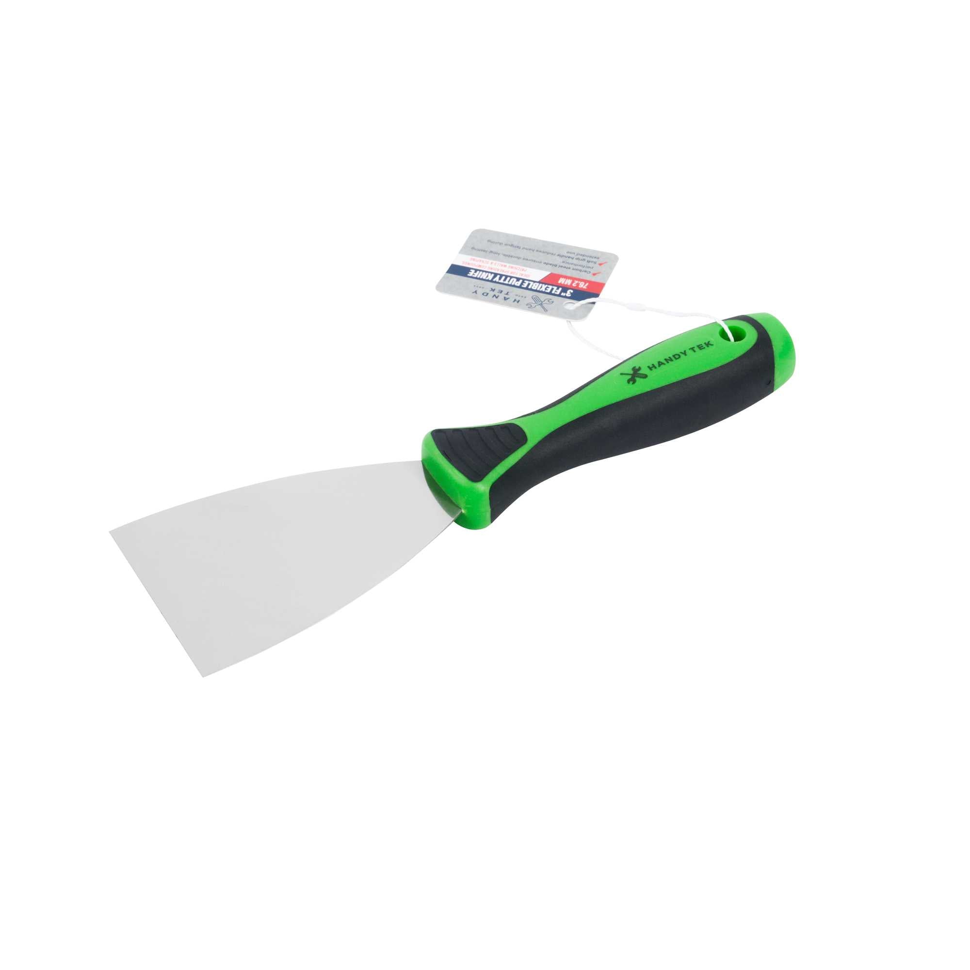 Handy Tek Carbon Steel Putty Knife - Flexible, Soft Grip Handle - 3" - 12 count box