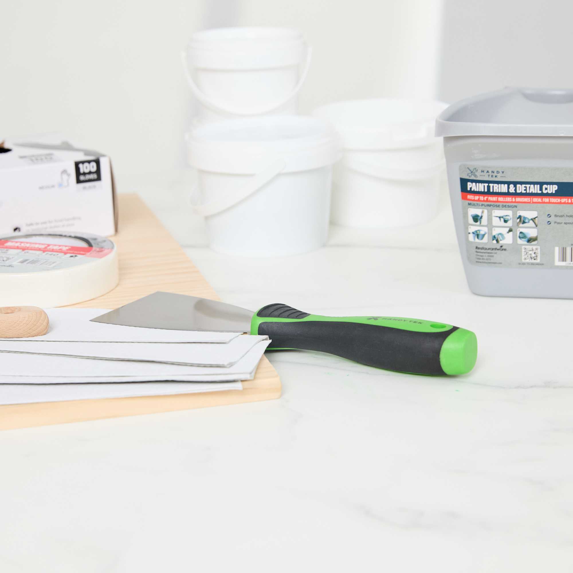 Handy Tek Carbon Steel Putty Knife - Flexible, Soft Grip Handle - 3" - 12 count box