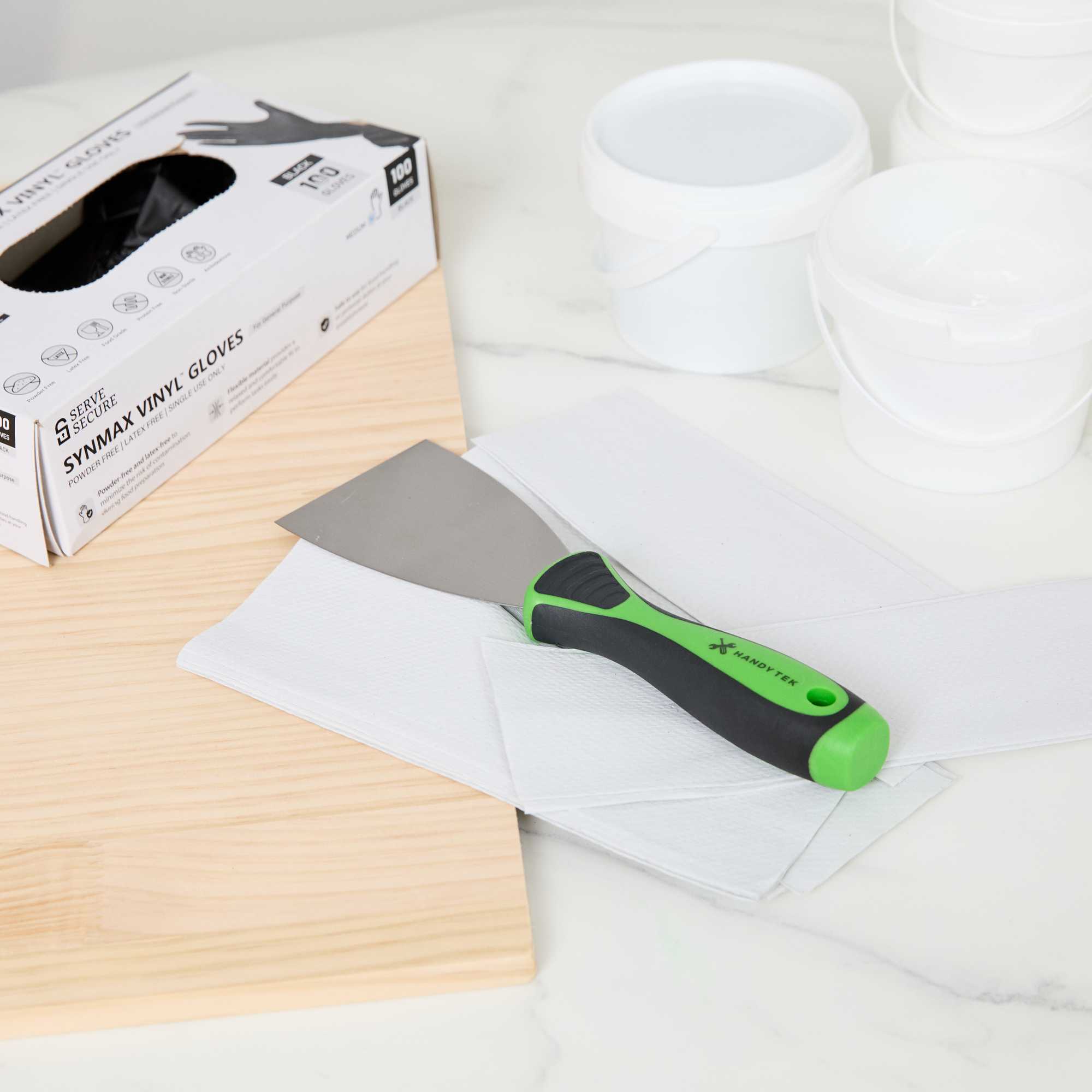 Handy Tek Carbon Steel Putty Knife - Flexible, Soft Grip Handle - 3" - 1 count box