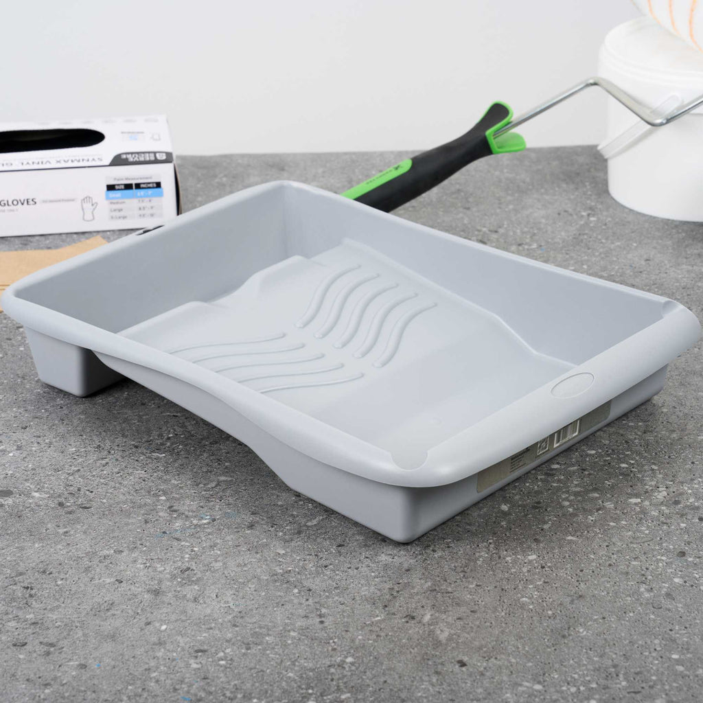 Handy Tek 1.5 gal 2-In-1 Gray Plastic Paint Tray - For Roller and Brush - 17 3/4" x 13" x 3" - 36 count box