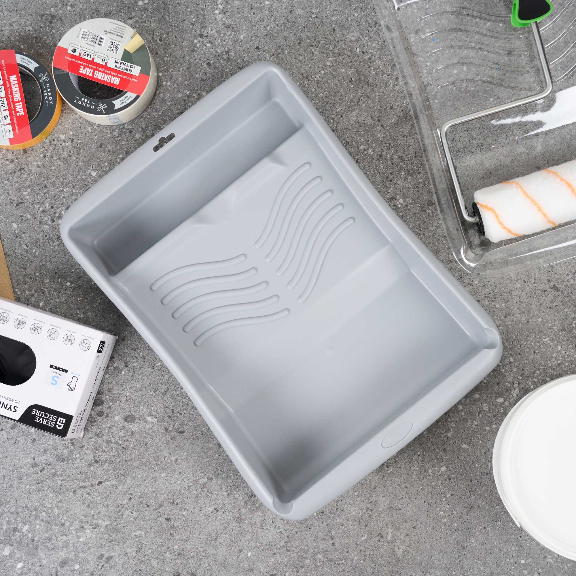 Handy Tek 1.5 gal 2-In-1 Gray Plastic Paint Tray - For Roller and Brush - 17 3/4" x 13" x 3" - 36 count box