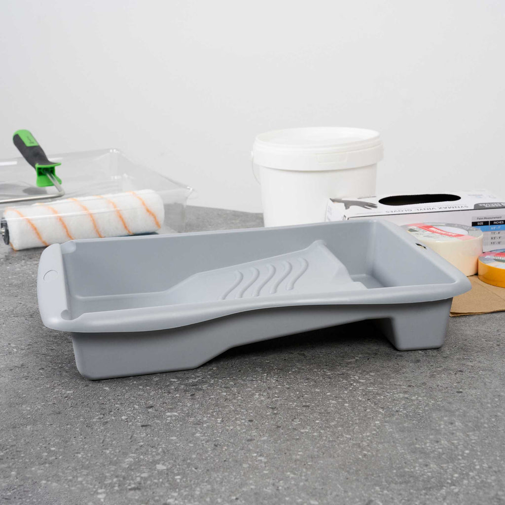Handy Tek 1.5 gal 2-In-1 Gray Plastic Paint Tray - For Roller and Brush - 17 3/4" x 13" x 3" - 36 count box