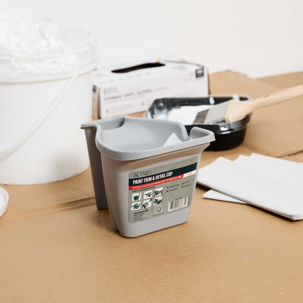 Handy Tek 0.5 gal Gray Plastic Paint Pail - with Magnetic Brush Holder - 7 3/4" x 7 1/2" x 6 3/4" - 50 count box