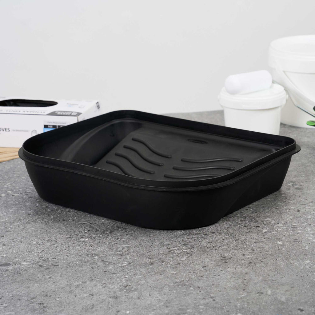 Handy Tek 5 qt Black Plastic Paint Tray / Pail Lid - Fits 3.5 gal Paint Pail - 14 3/4" x 12" x 3" - 1 count box