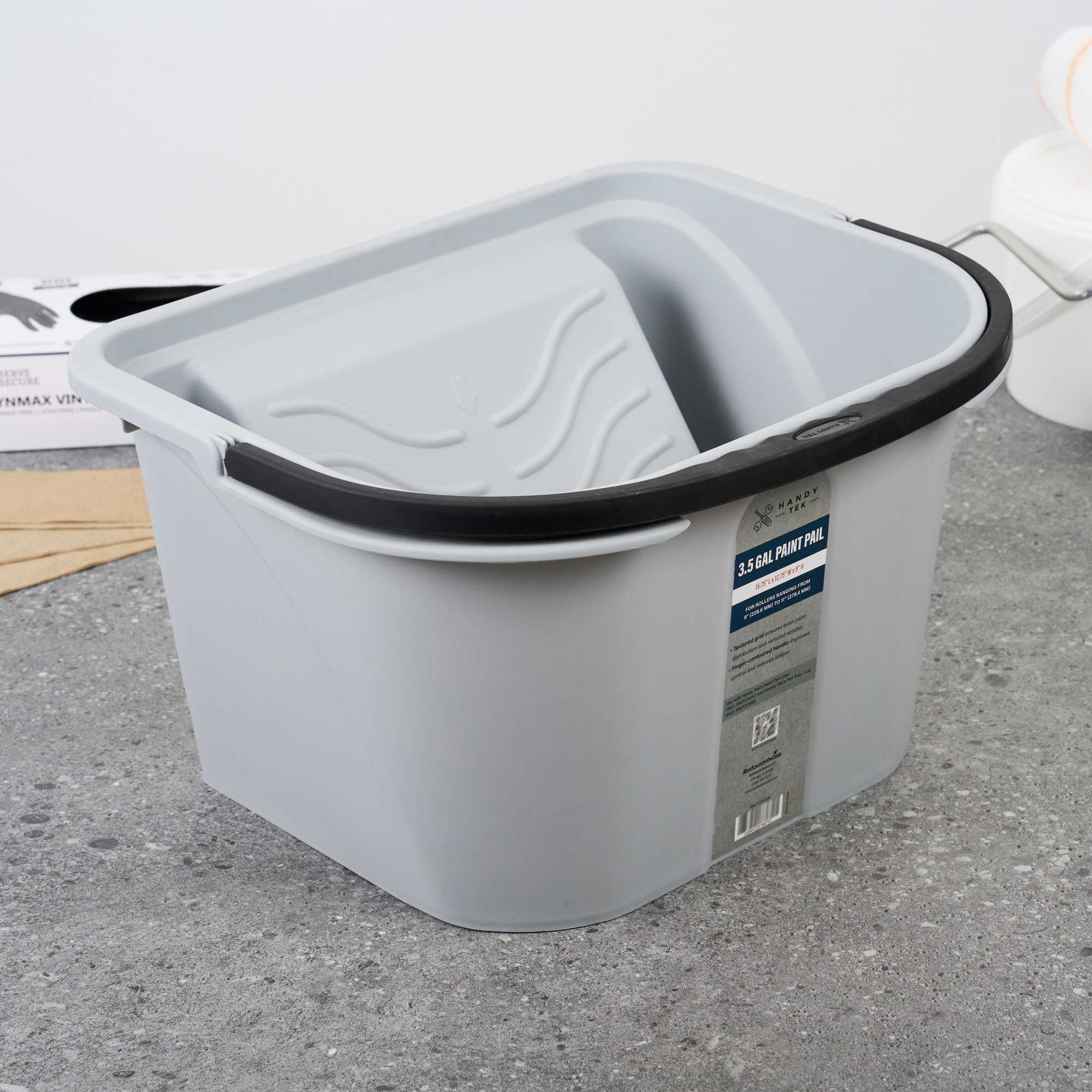 Handy Tek 3.5 gal Gray Plastic Paint Pail - 15 3/4" x 12 3/4" x 9" - 1 count box