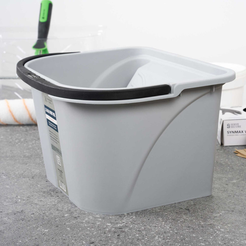 Handy Tek 3.5 gal Gray Plastic Paint Pail - 15 3/4" x 12 3/4" x 9" - 12 count box