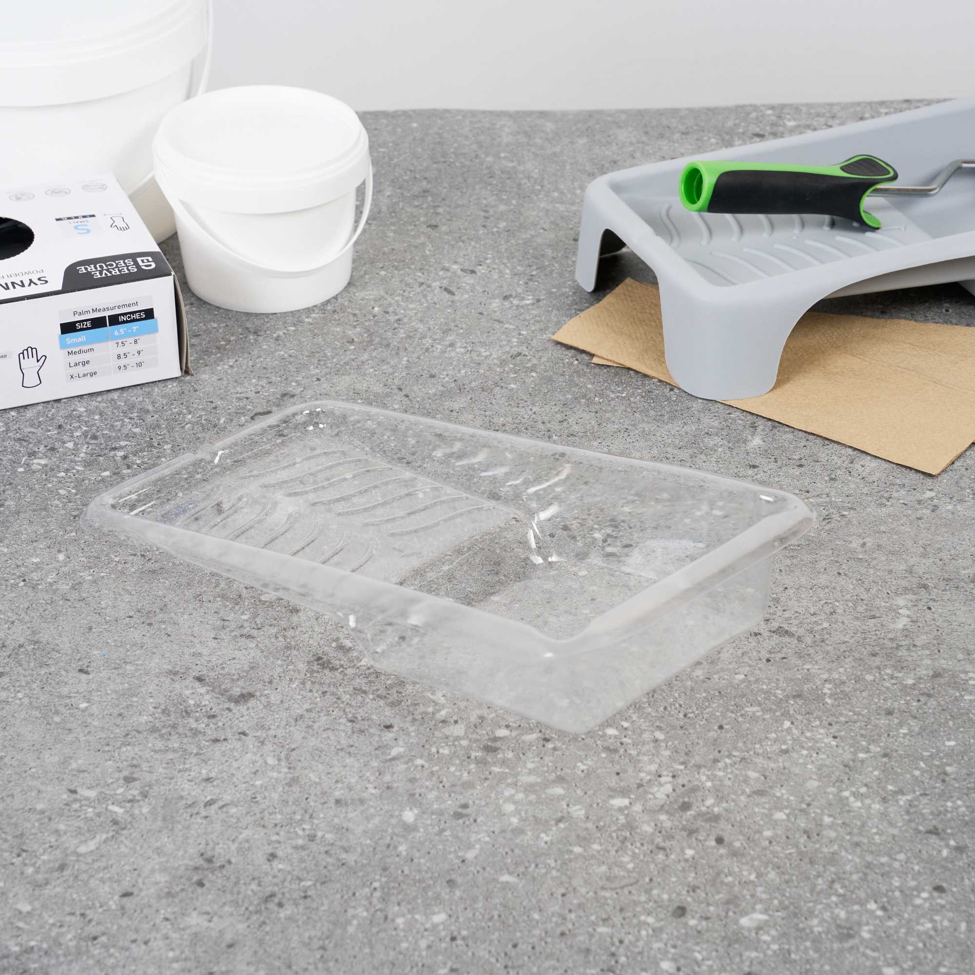 Handy Tek Clear Plastic Paint Tray Liner - Fits 1.5 qt Paint Tray - 13 3/4" x 6 3/4" x 2 1/4" - 60 count box