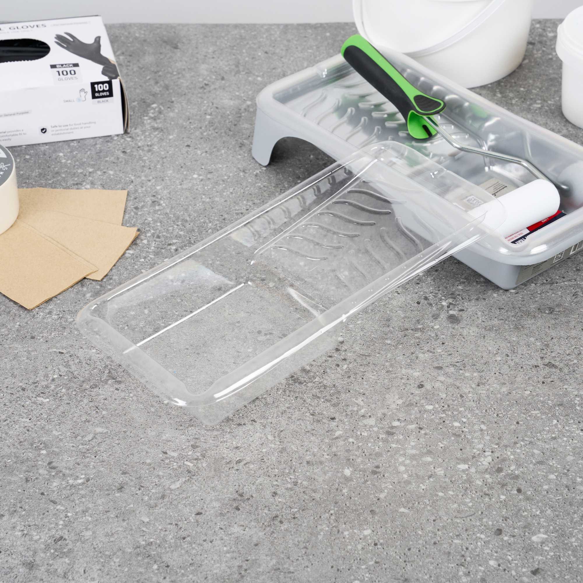 Handy Tek Clear Plastic Paint Tray Liner - Fits 1.5 qt Paint Tray - 13 3/4" x 6 3/4" x 2 1/4" - 60 count box