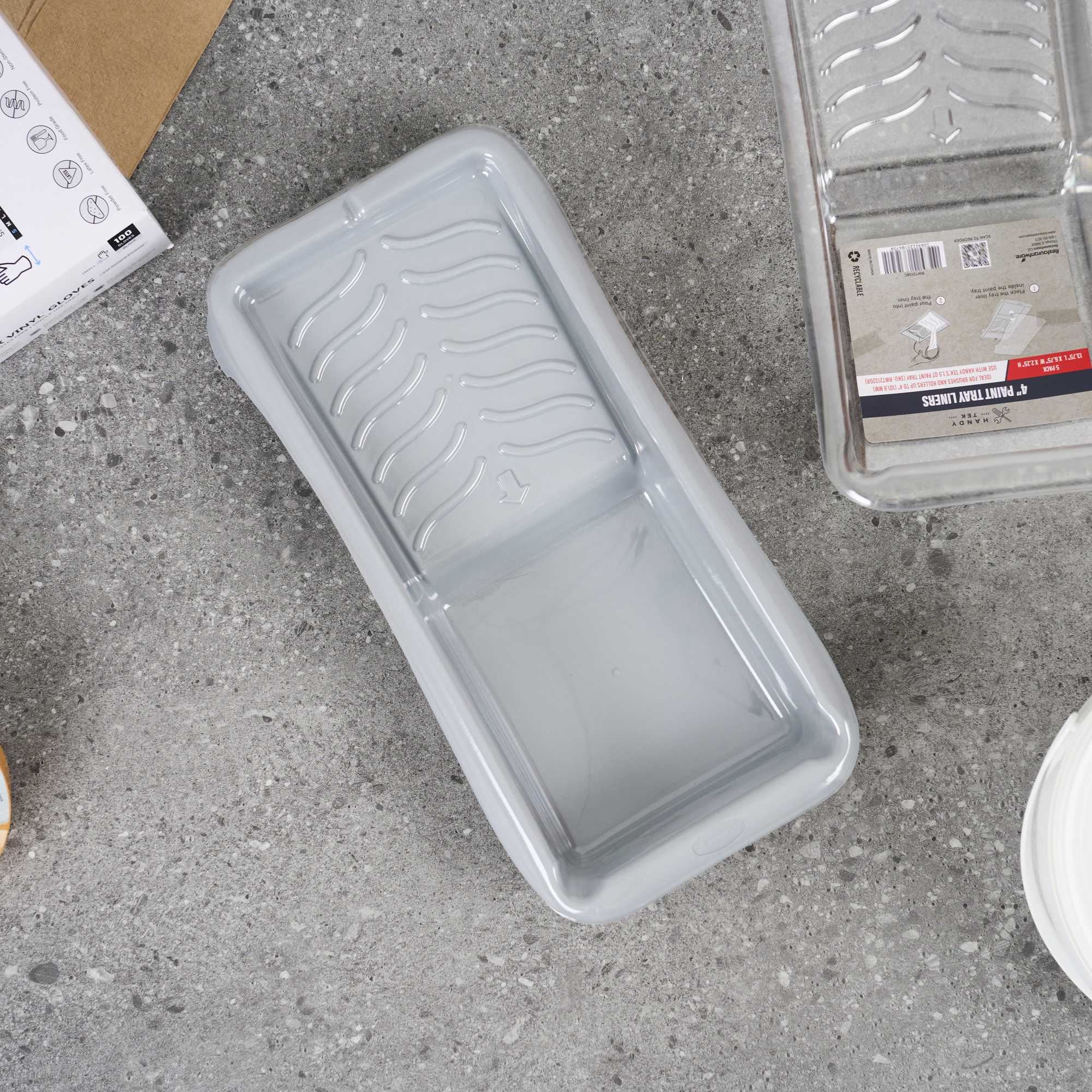 Handy Tek Clear Plastic Paint Tray Liner - Fits 1.5 qt Paint Tray - 13 3/4" x 6 3/4" x 2 1/4" - 60 count box