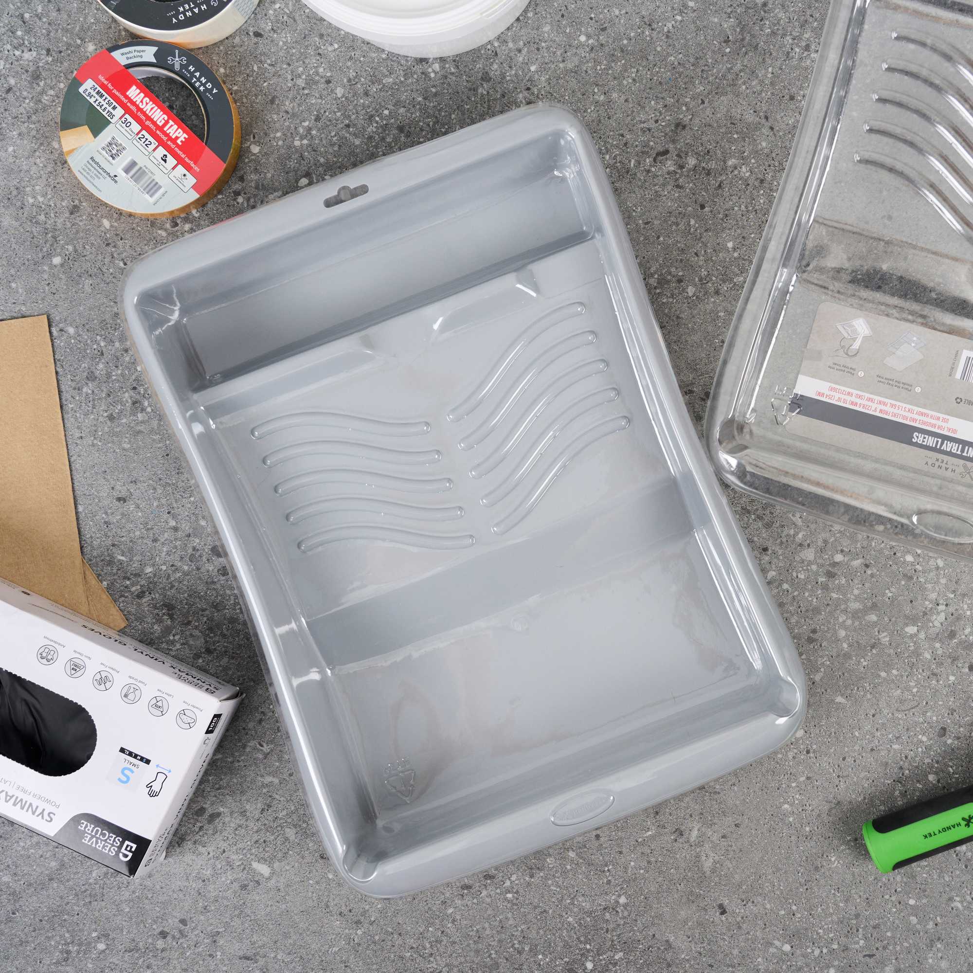 Handy Tek Clear Plastic Paint Tray Liner - Fits 1.5 gal Paint Tray - 17 3/4" x 13" x 3" - 60 count box