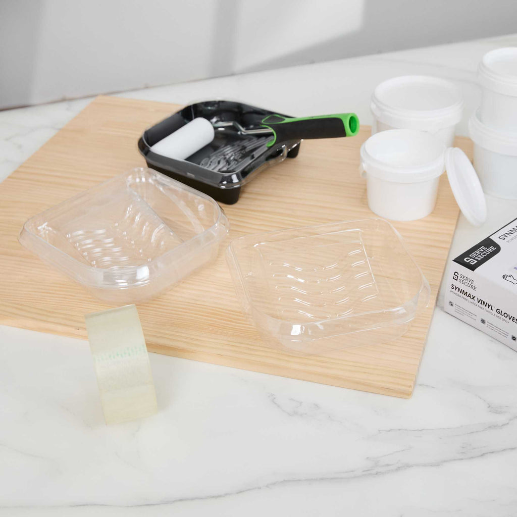 Handy Tek Clear Plastic Paint Tray Liner - Fits 27 oz Paint Tray / Pail Lid - 6 1/2" x 6" x 1 3/4" - 5 count box