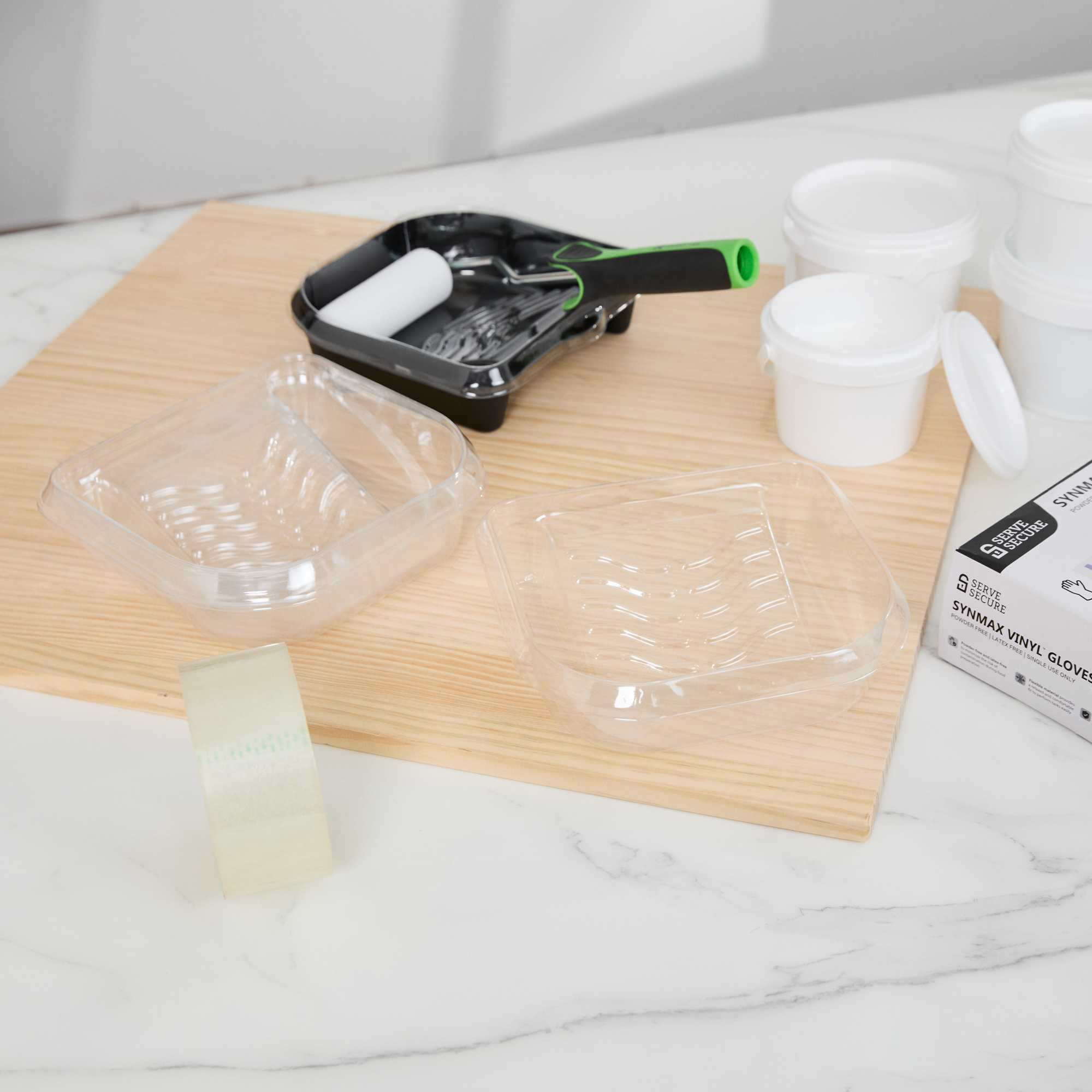 Handy Tek Clear Plastic Paint Tray Liner - Fits 27 oz Paint Tray / Pail Lid - 6 1/2" x 6" x 1 3/4" - 5 count box