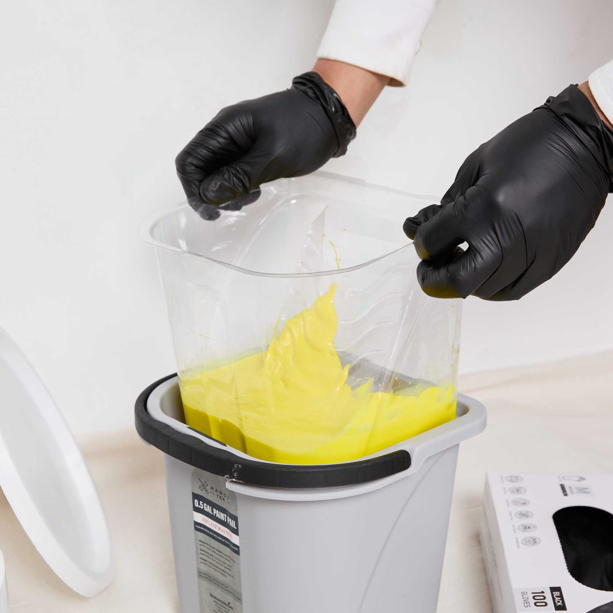Handy Tek Clear Plastic Paint Pail Liner - Fits 0.5 gal Paint Pail - 7 3/4" x 7" x 6 1/2" - 5 count box