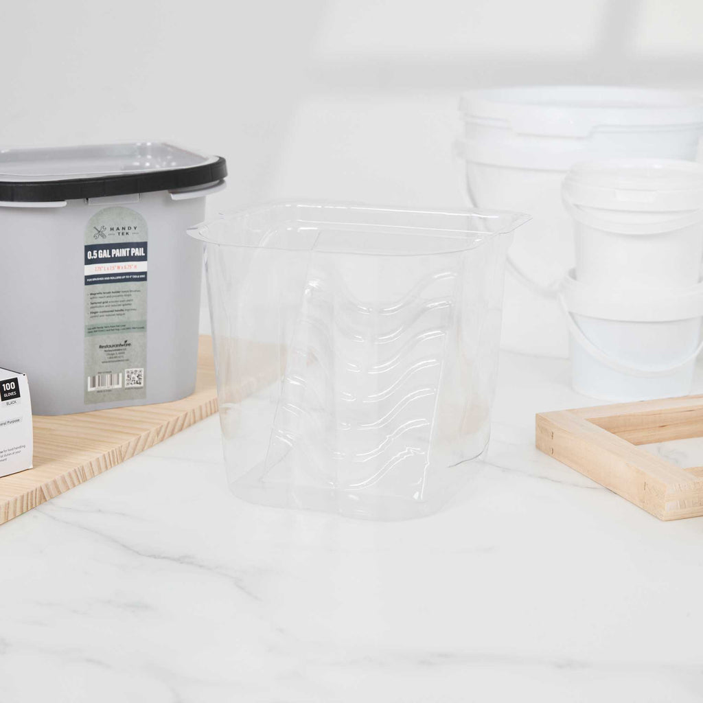 Handy Tek Clear Plastic Paint Pail Liner - Fits 0.5 gal Paint Pail - 7 3/4" x 7" x 6 1/2" - 5 count box