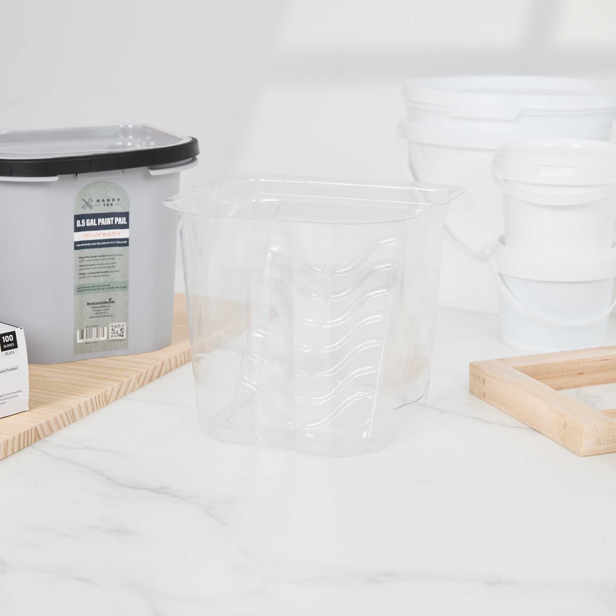 Handy Tek Clear Plastic Paint Pail Liner - Fits 0.5 gal Paint Pail - 7 3/4" x 7" x 6 1/2" - 5 count box
