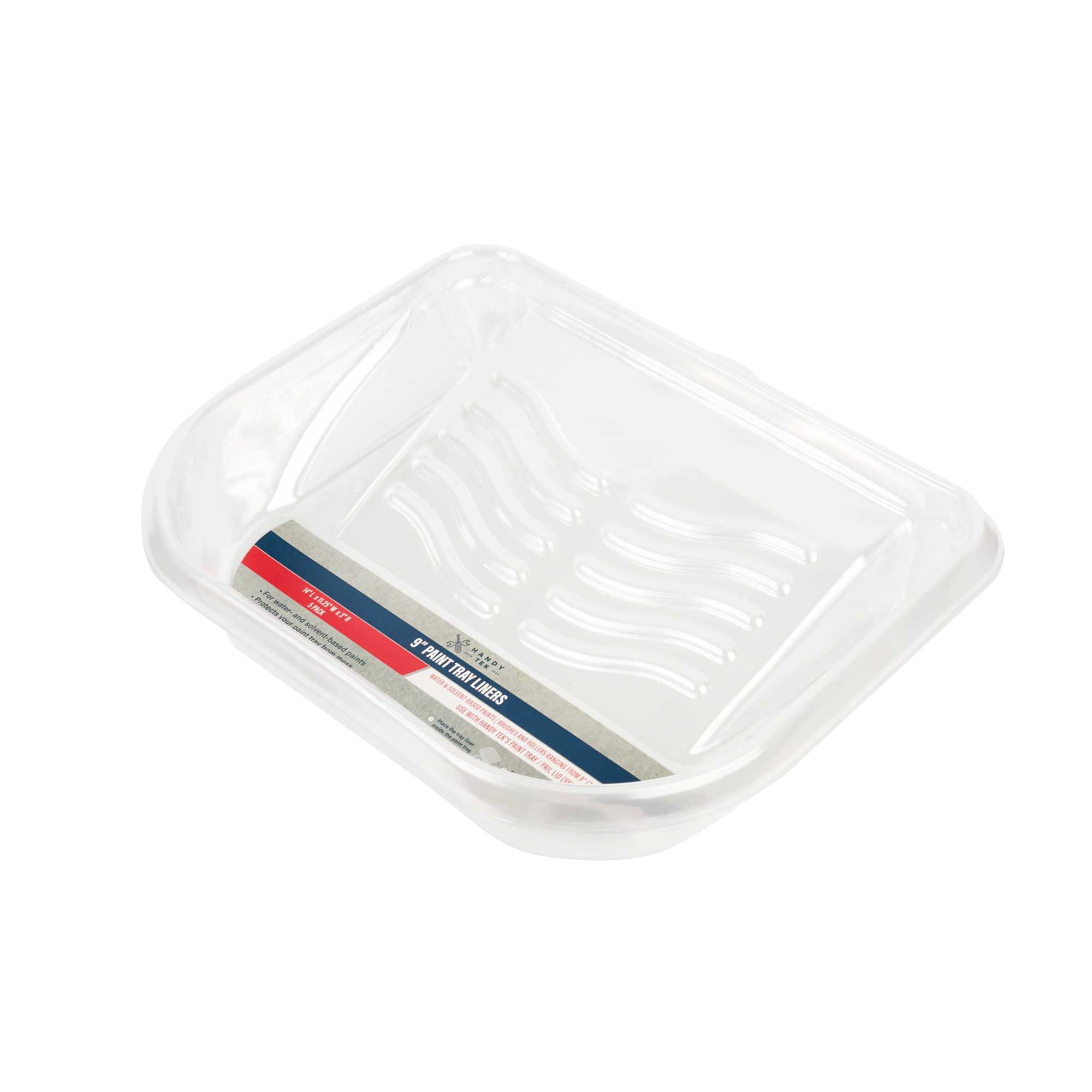 Handy Tek Clear Plastic Paint Tray Liner - Fits 5 qt Paint Tray / Pail Lid - 14" x 11 1/4" x 3" - 5 count box