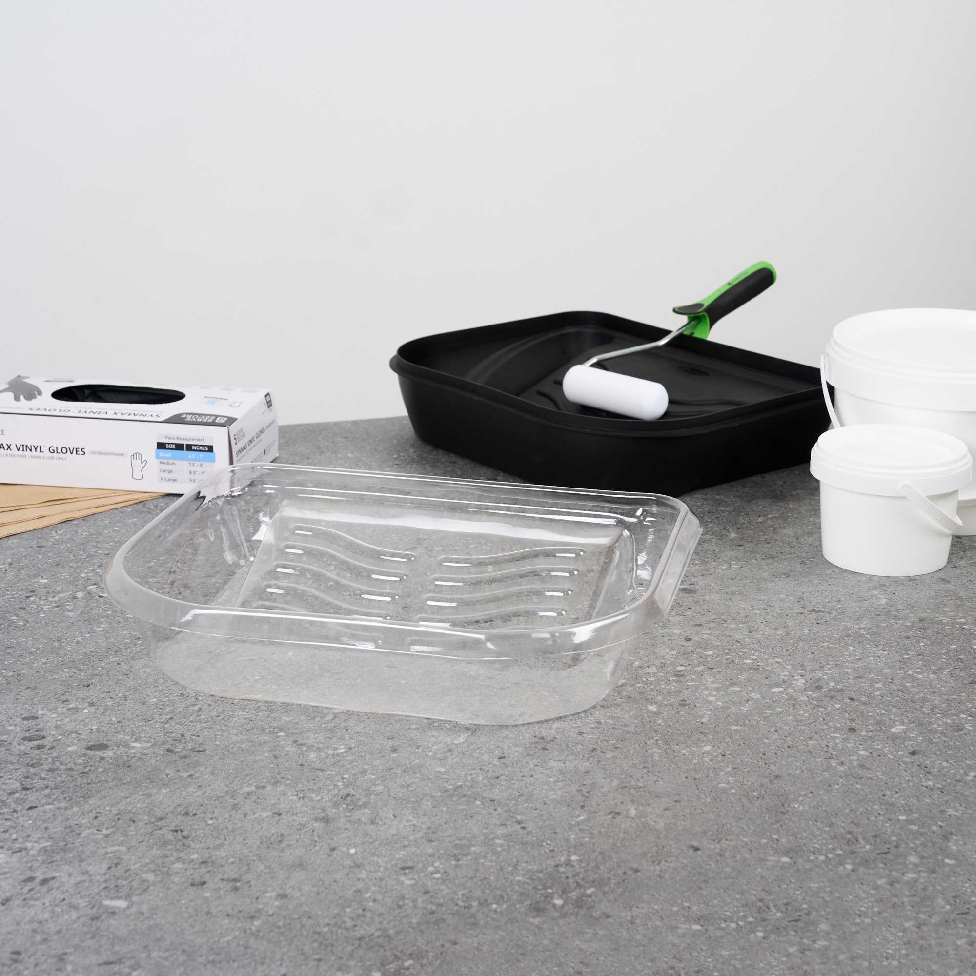 Handy Tek Clear Plastic Paint Tray Liner - Fits 5 qt Paint Tray / Pail Lid - 14" x 11 1/4" x 3" - 5 count box