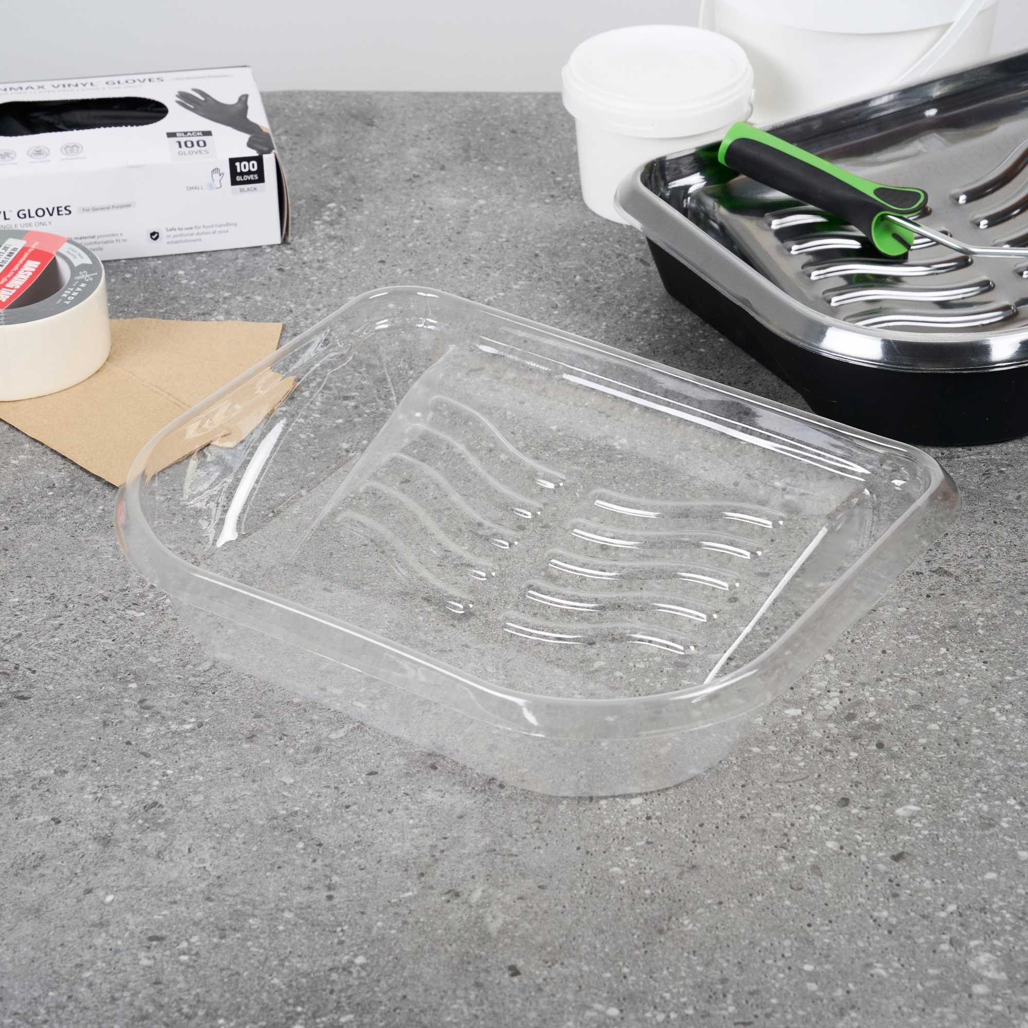 Handy Tek Clear Plastic Paint Tray Liner - Fits 5 qt Paint Tray / Pail Lid - 14" x 11 1/4" x 3" - 5 count box