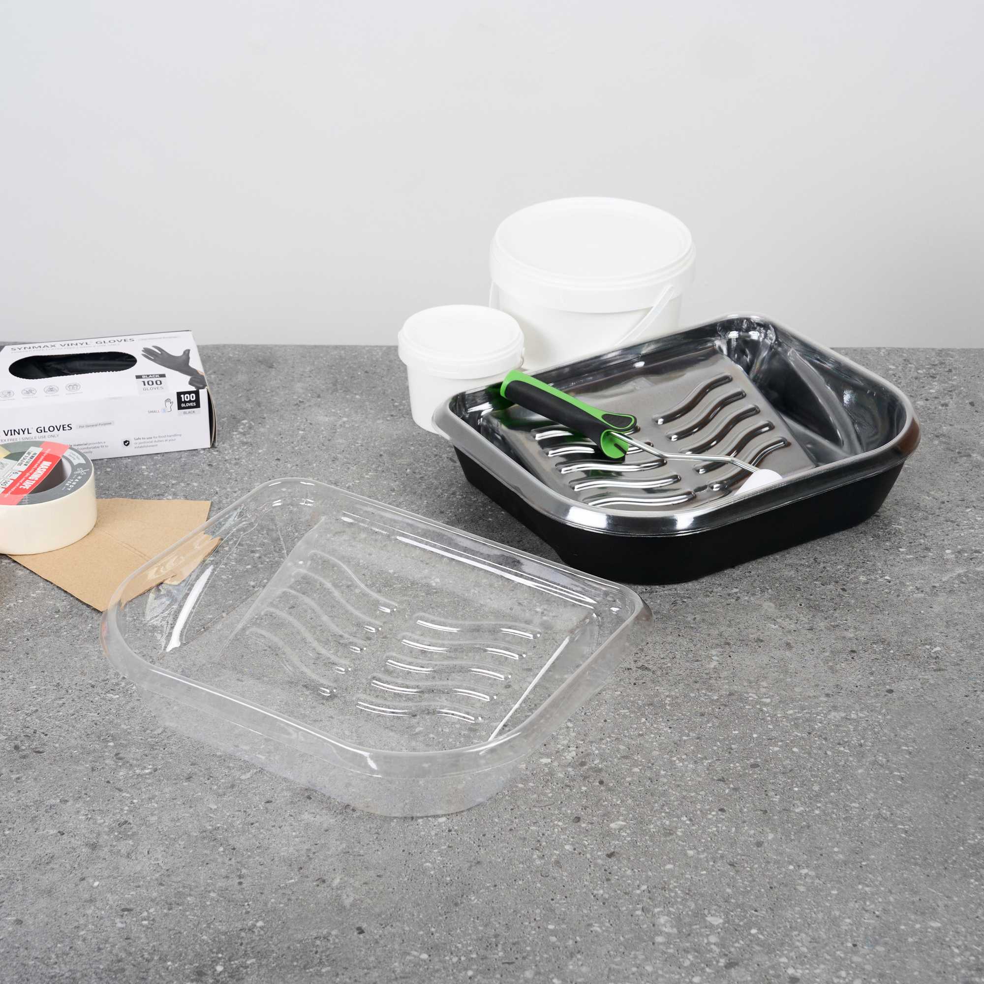 Handy Tek Clear Plastic Paint Tray Liner - Fits 120 qt Paint Tray / Pail Lid - 14" x 11 1/4" x 3" - 120 count box