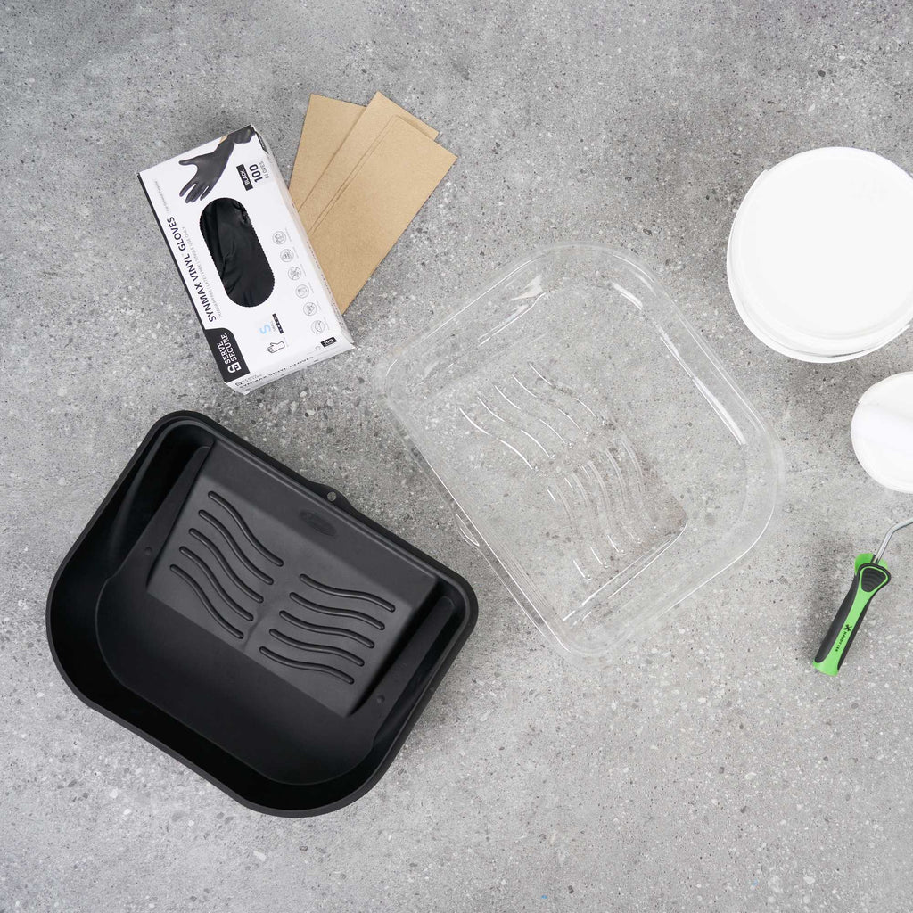 Handy Tek Clear Plastic Paint Tray Liner - Fits 120 qt Paint Tray / Pail Lid - 14" x 11 1/4" x 3" - 120 count box