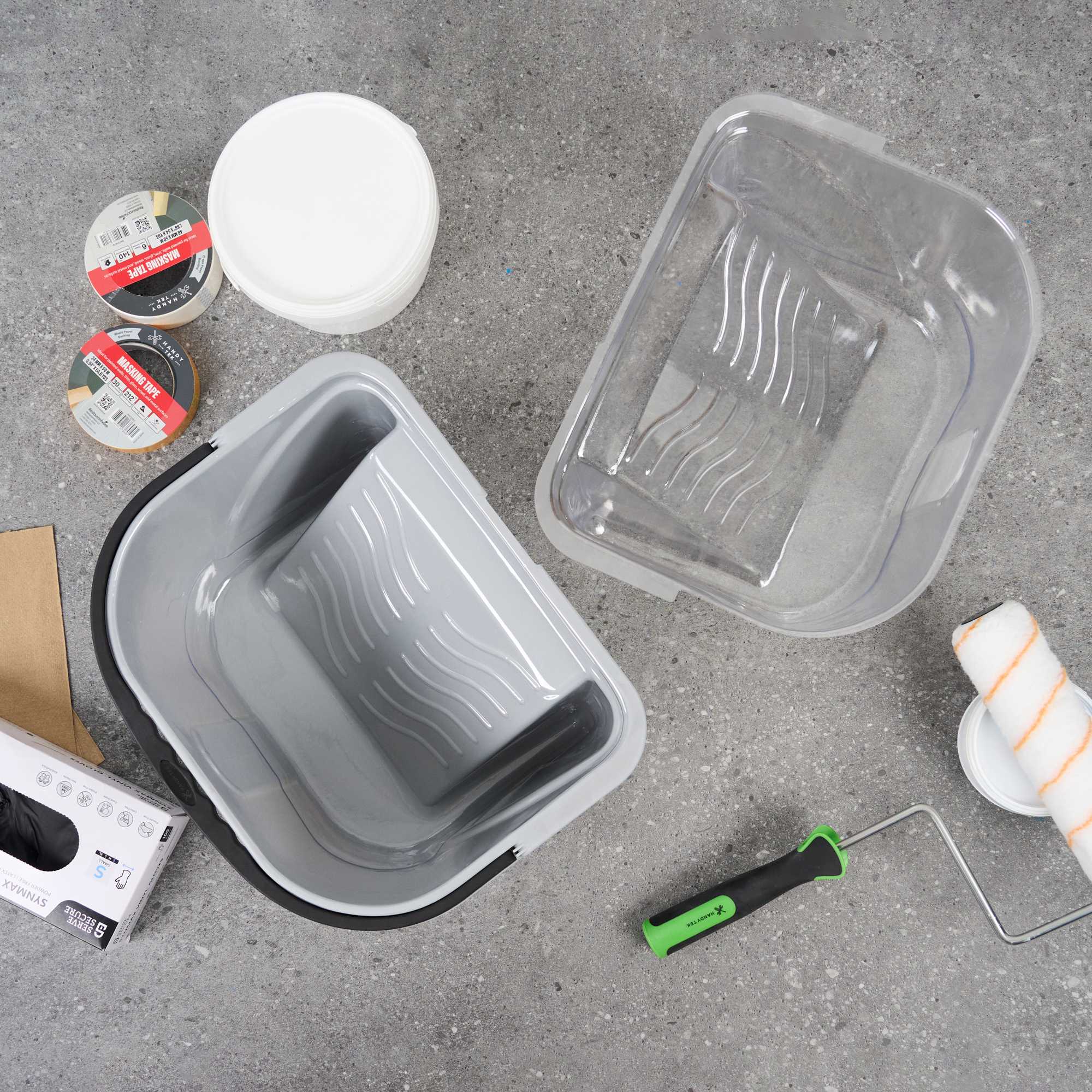 Handy Tek Clear Plastic Paint Pail Liner - Fits 3.5 gal Paint Pail - 15 1/2" x 12 1/4" x 9 1/4" - 5 count box