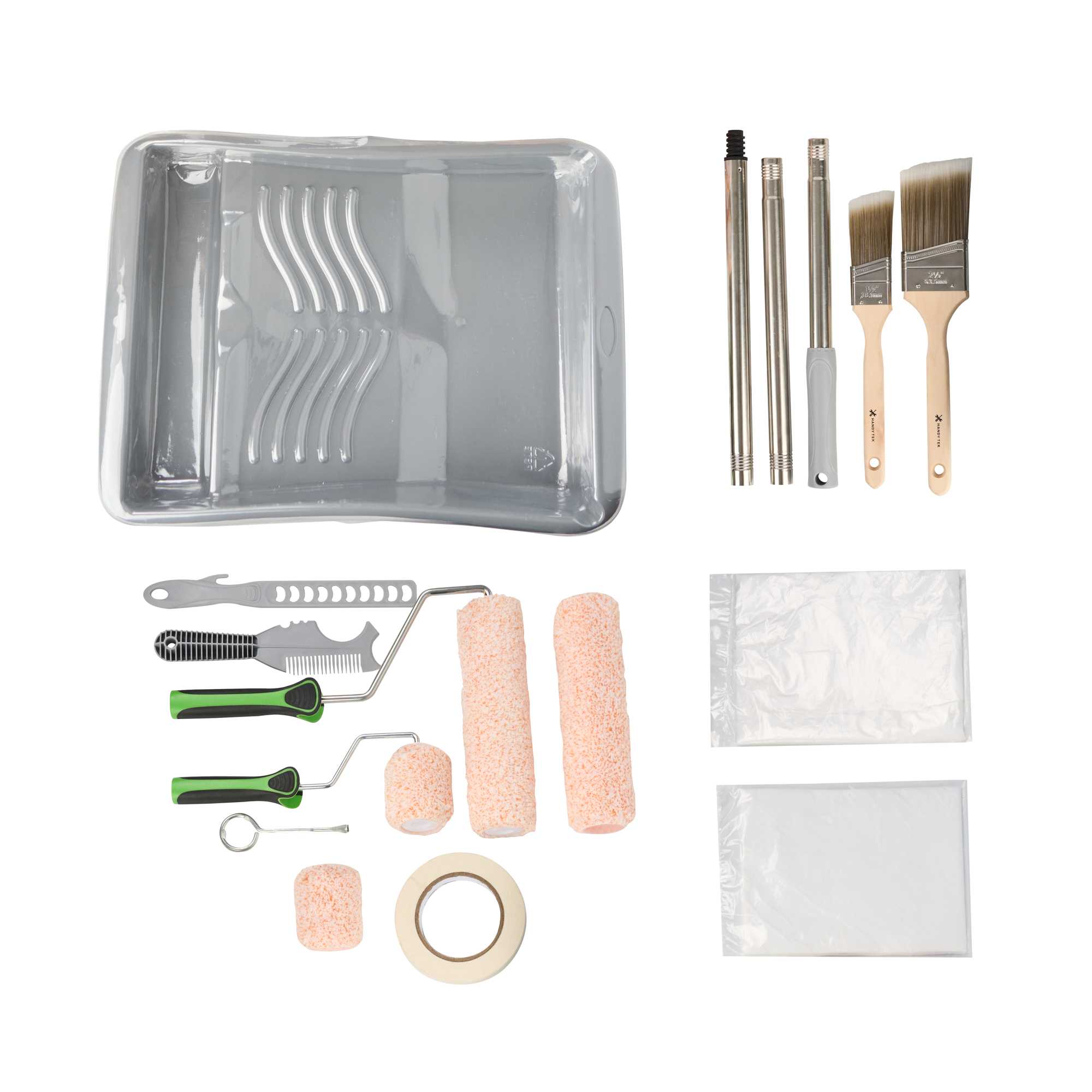 Handy Tek Paint Roller Kit - 18-Piece - 17 3/4" x 13" x 3 1/4" - 6 count box