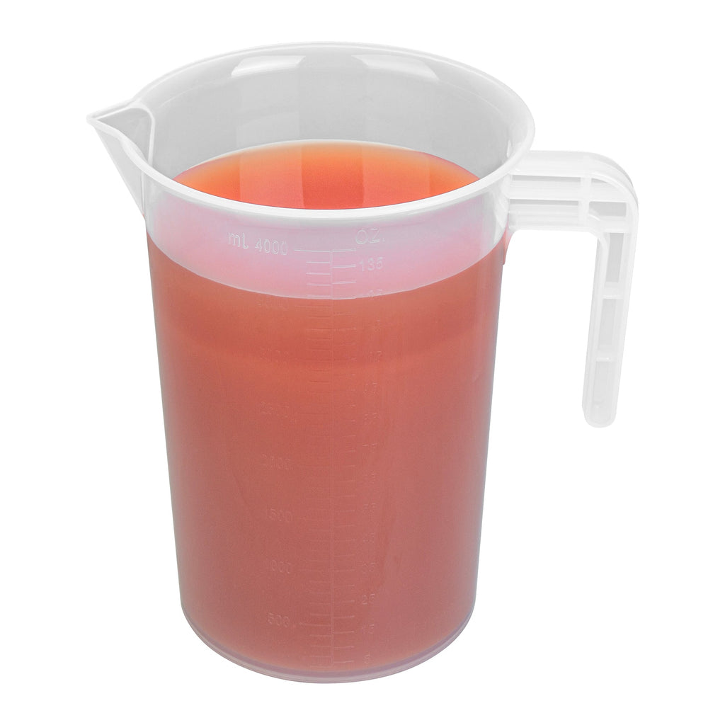 Chef 101 4 qt (16 cups) Clear Plastic Measuring Cup - 7 1/2" x 5 3/4" x 10" - 10 count box