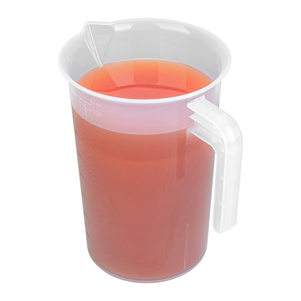 Chef 101 4 qt (16 cups) Clear Plastic Measuring Cup - 7 1/2" x 5 3/4" x 10" - 10 count box