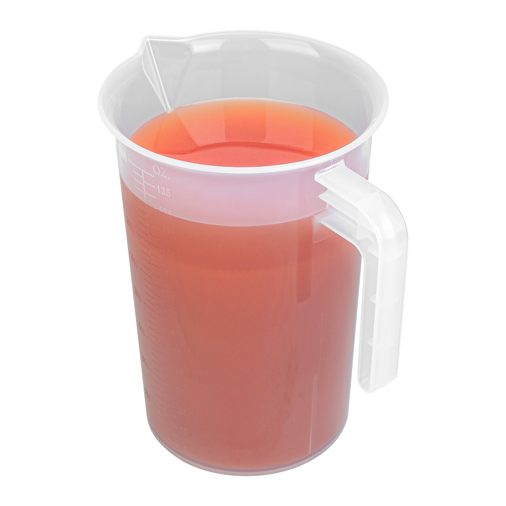 Chef 101 4 qt (16 cups) Clear Plastic Measuring Cup - 7 1/2" x 5 3/4" x 10" - 10 count box