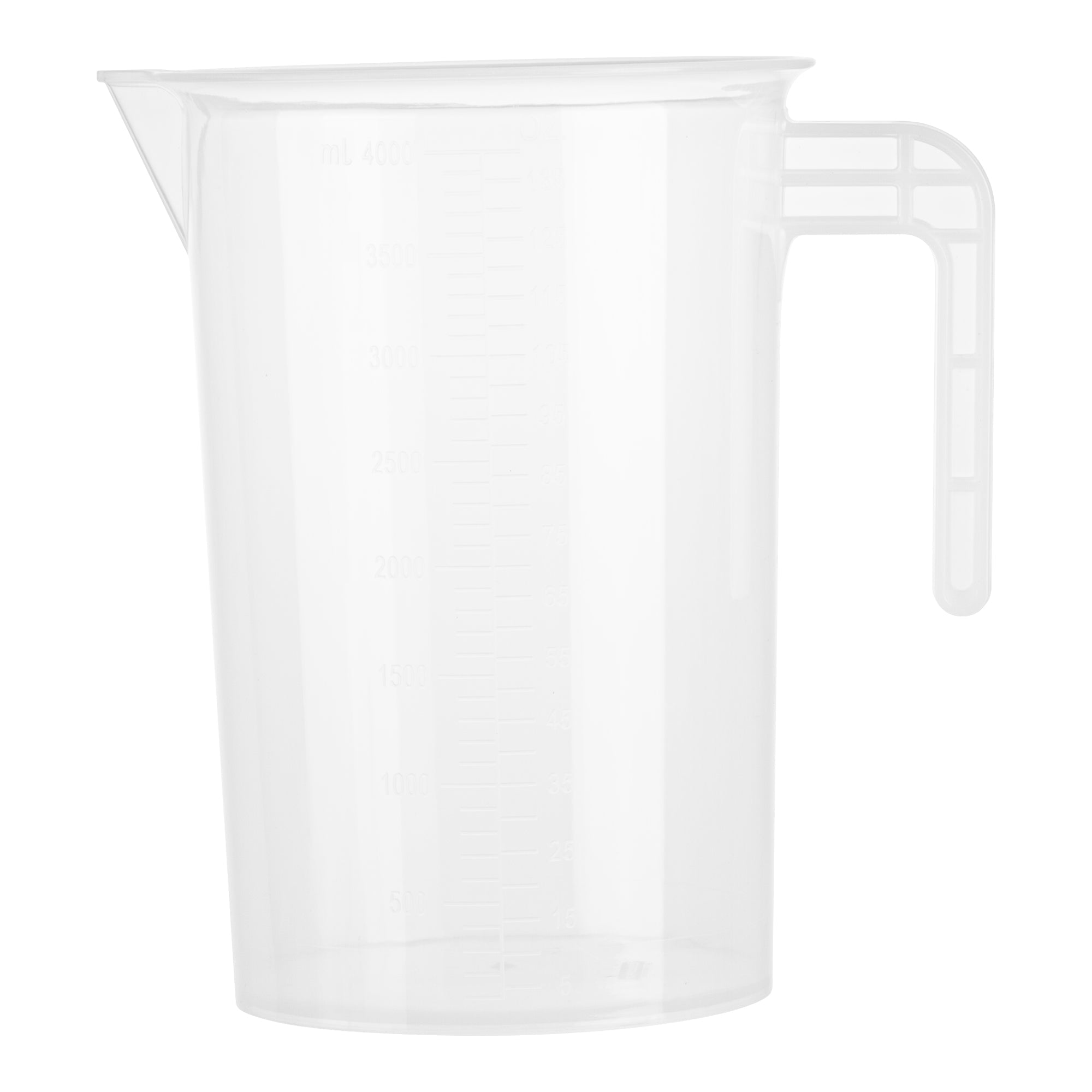 Chef 101 4 qt (16 cups) Clear Plastic Measuring Cup - 7 1/2" x 5 3/4" x 10" - 10 count box