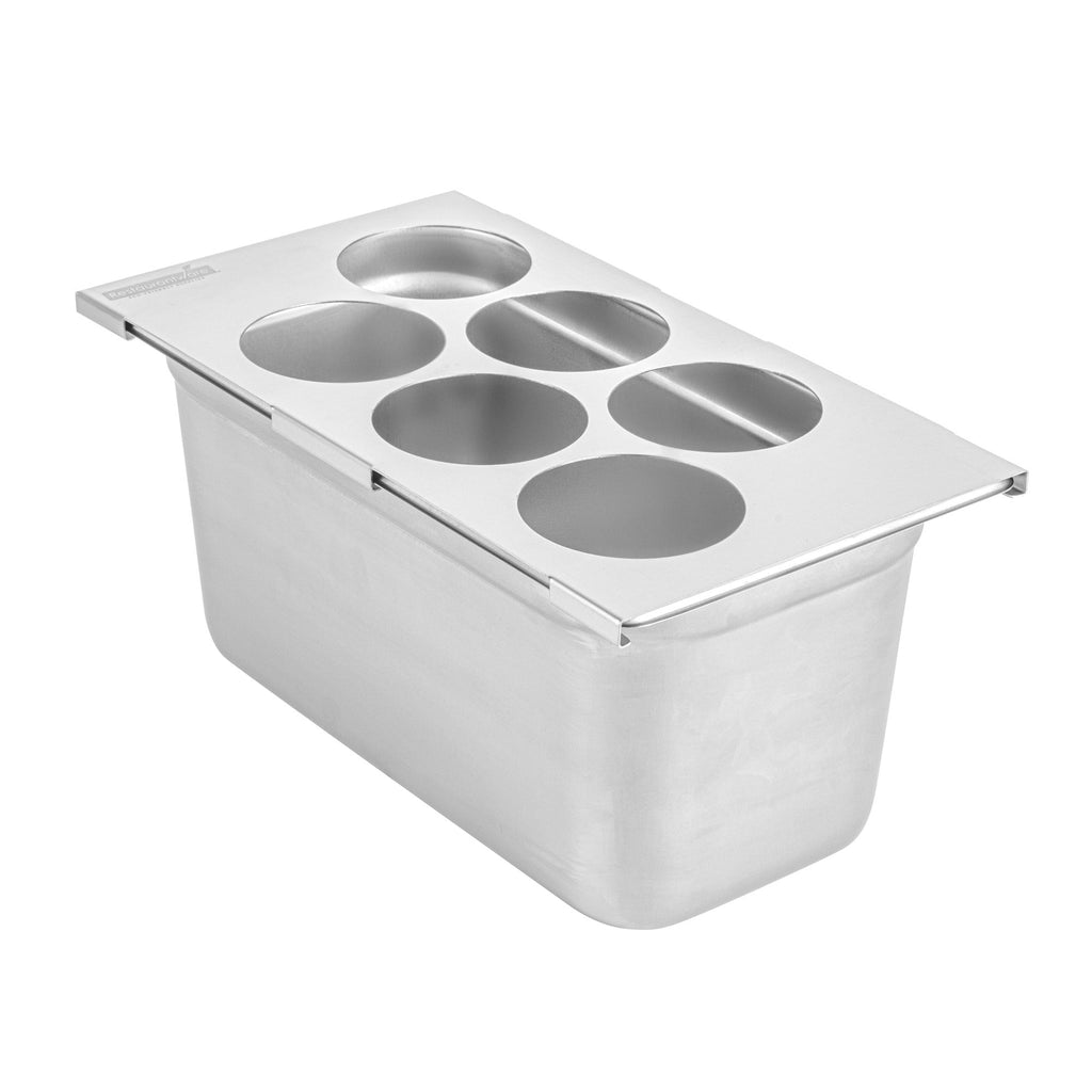 Met Lux Six Hole Stainless Steel Squeeze Bottle Holder Top - Fits 1/3 Size Pans - 12 3/4" x 7" - 1 count box