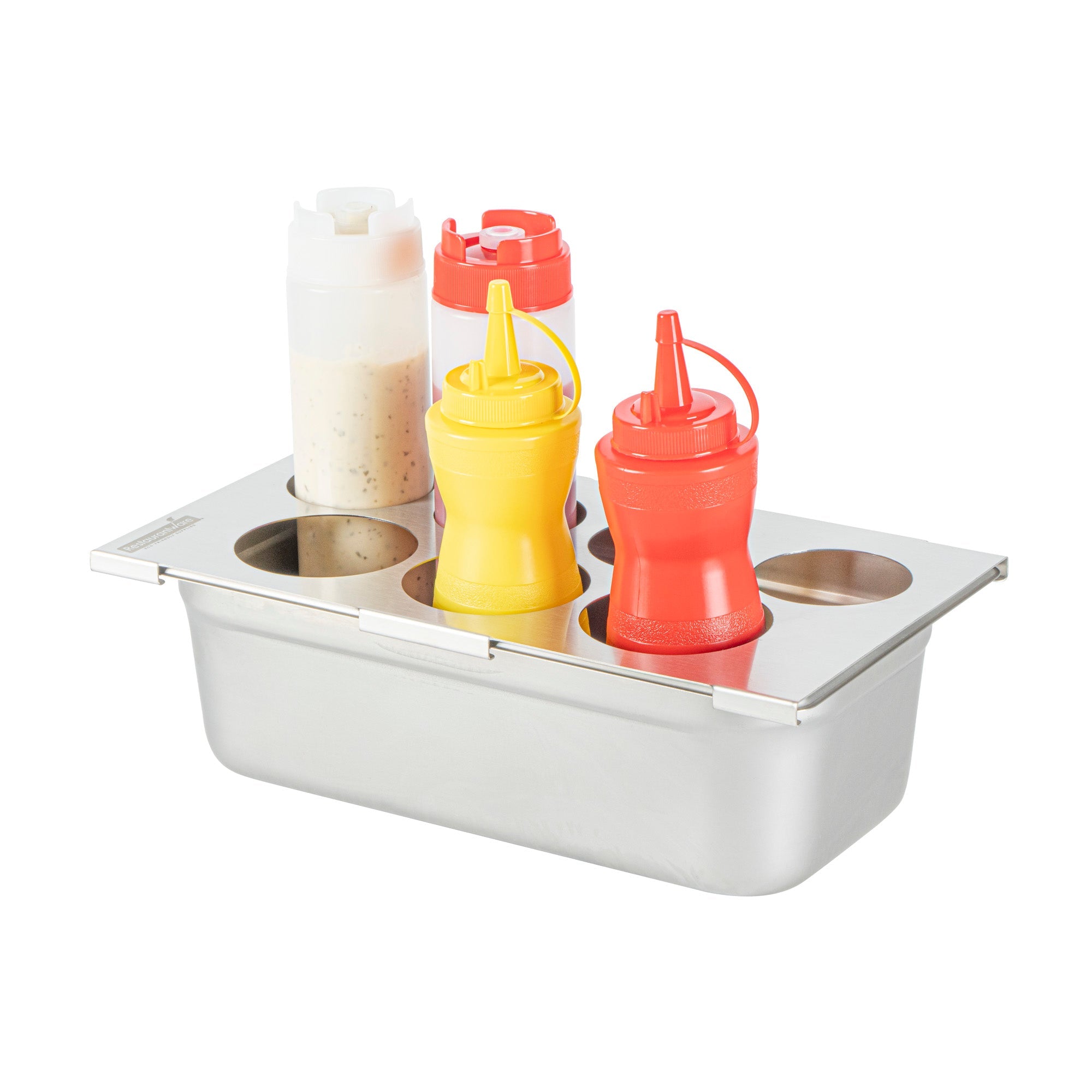 Met Lux Seven Hole Stainless Steel Squeeze Bottle Holder Top - Fits 1/3 Size Pans - 12 3/4" x 7" - 1 count box