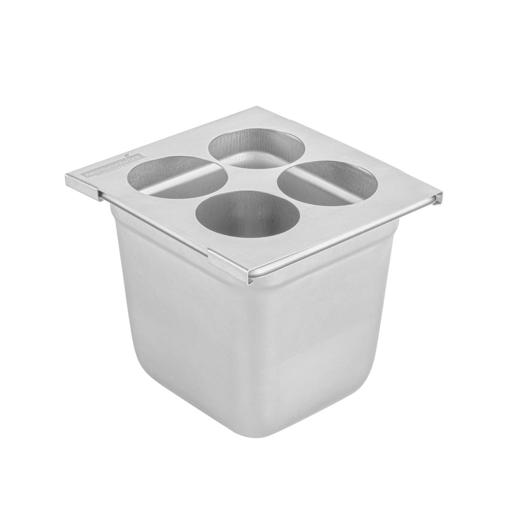Met Lux Four Hole Stainless Steel Squeeze Bottle Holder Top - Fits 1/6 Size Pans - 6 1/4" x 7" - 1 count box